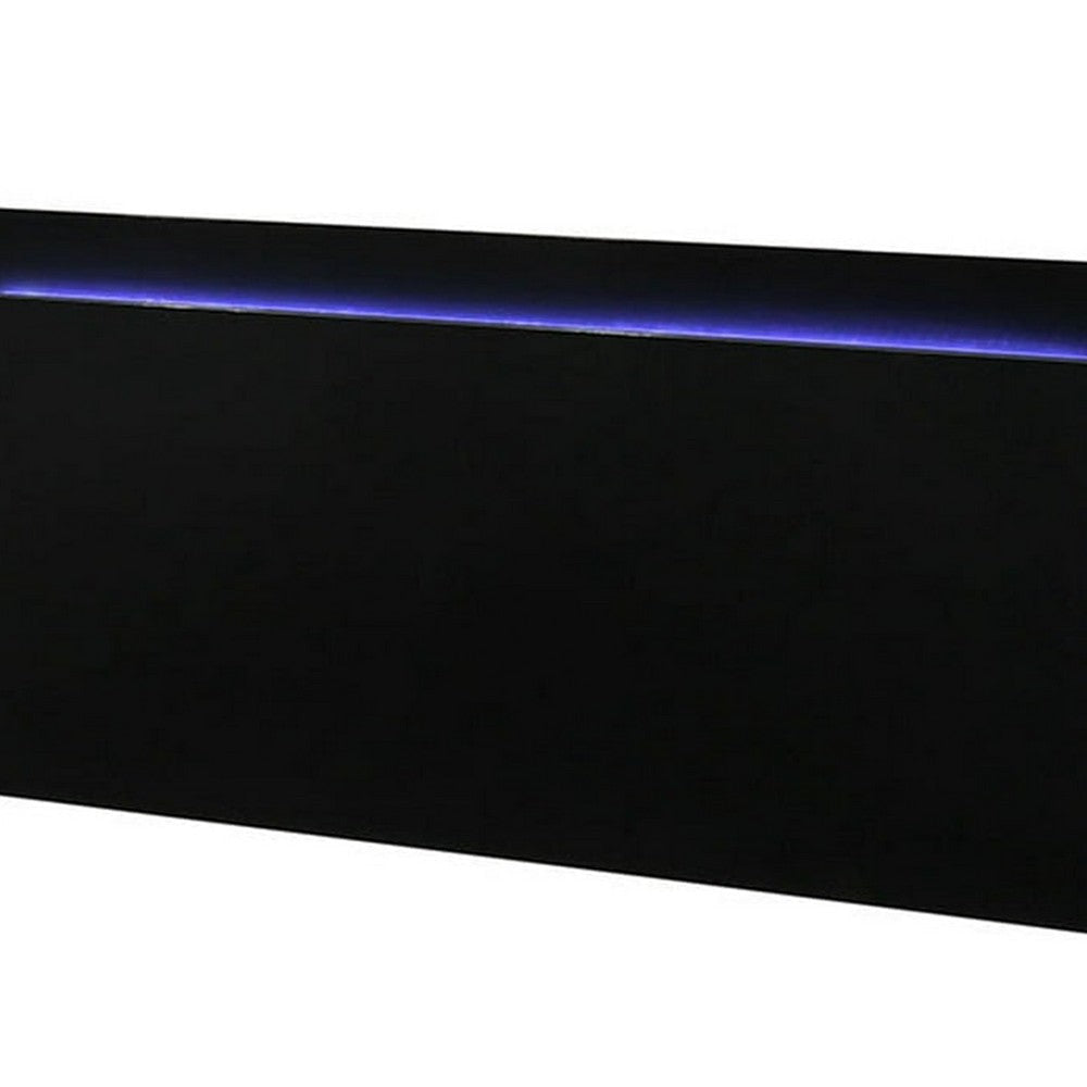 Suni King Size Bed w LED Headboard | Piano Black Wood Frame BM342340