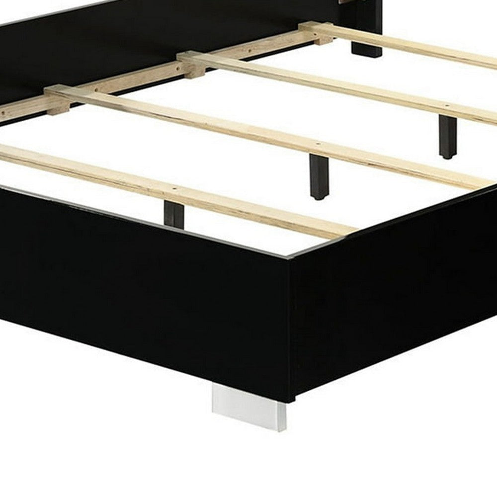 Suni King Size Bed w LED Headboard | Piano Black Wood Frame BM342340
