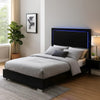 Suni King Size Bed w LED Headboard | Piano Black Wood Frame BM342340