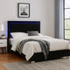 Suni King Size Bed w LED Headboard | Piano Black Wood Frame