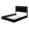 Suni Queen Size Bed w LED Headboard | Piano Black Wood Frame BM342341