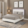 Suni Queen Size Bed w LED on Headboard | White Wood Frame | Chrome Legs