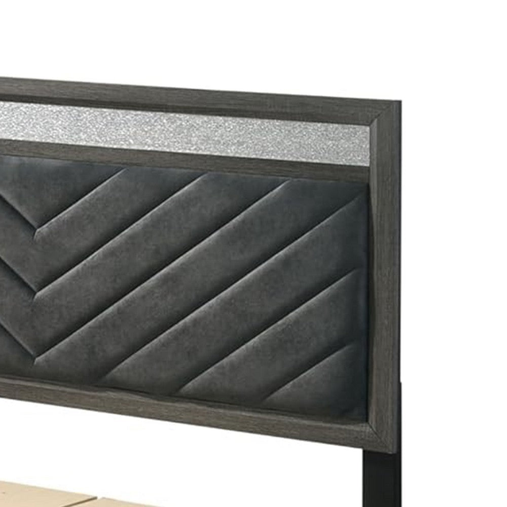 Lito Full Size Bed w Padded Headboard | 2 Footboard Drawers | Gray BM342343