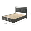 Lito Full Size Bed w Padded Headboard | 2 Footboard Drawers | Gray BM342343