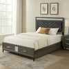 Lito Full Size Bed w Padded Headboard | 2 Footboard Drawers | Gray BM342343