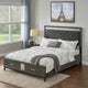 Lito Queen Size Bed w Padded Headboard | 2 Footboard Drawers | Gray BM342344