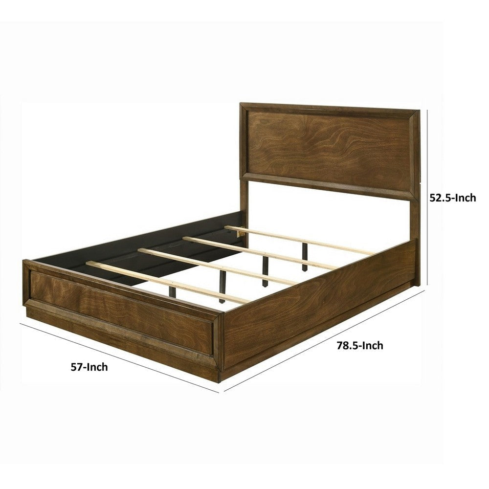 Rouk Full Size Bed w Panel Headboard | Walnut Brown Okume Veneer BM342345