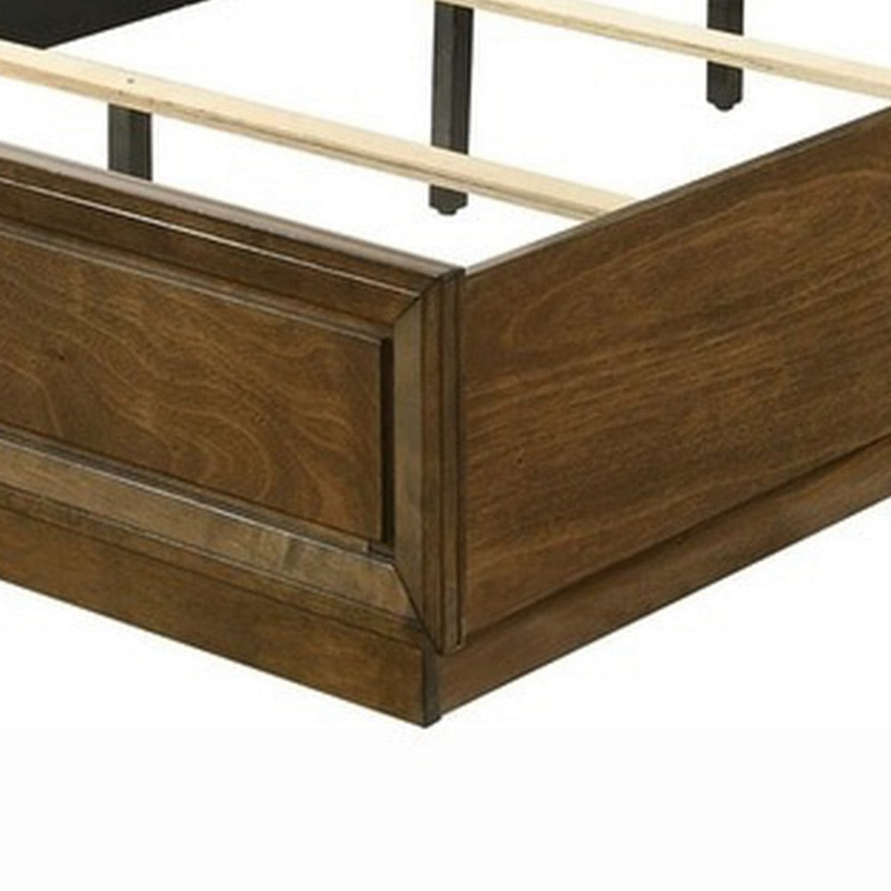 Rouk Queen Size Bed w Panel Headboard | Walnut Brown Okume Veneer BM342346