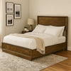 Rouk Queen Size Bed w Panel Headboard | Walnut Brown Okume Veneer BM342346