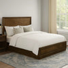 Rouk Queen Size Bed w Panel Headboard | Walnut Brown Okume Veneer