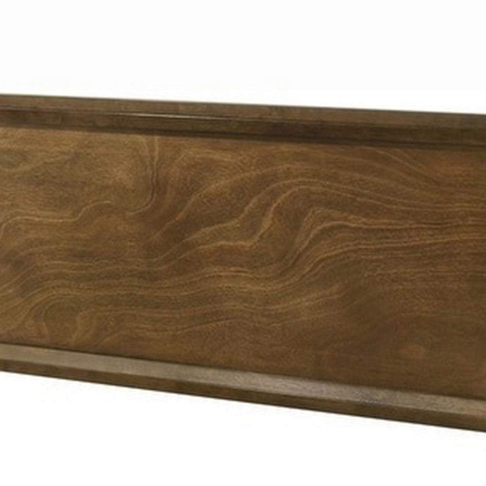 Rouk Twin Size Bed w Panel Headboard | Walnut Brown Okume Veneer BM342347