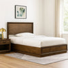 Rouk Twin Size Bed w Panel Headboard | Walnut Brown Okume Veneer BM342347