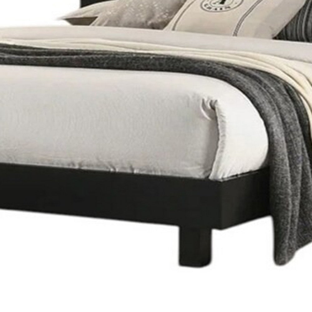 Yoki Full Size Bed w Underbed LED | Acrylic Gold Trim | Black Frame BM342349