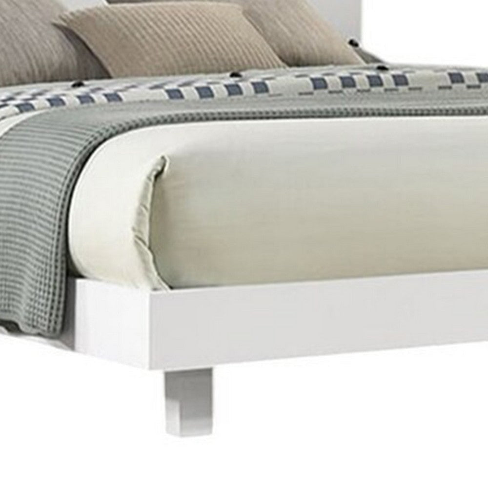 Yoki Full Size Bed w Underbed LED | Acrylic Gold Trim | White Frame BM342352