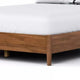 Roma King Size Bed w Panel Headboard | Transitional Walnut Brown Solid Wood BM342356