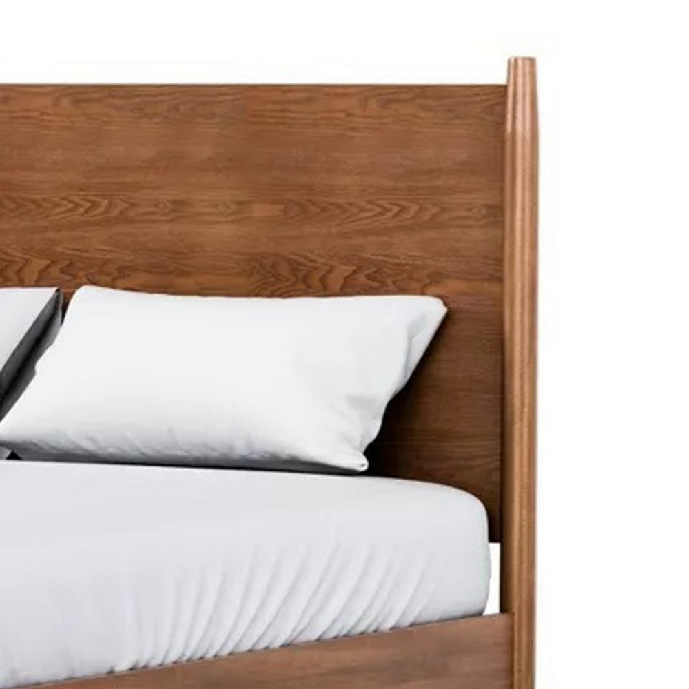 Roma Full Size Bed w Panel Headboard | Transitional Walnut Brown Solid Wood BM342357
