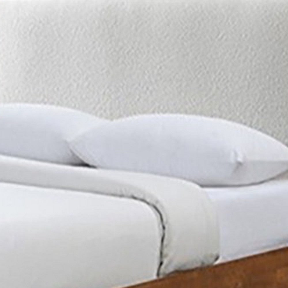 Carry King Size Bed w Beige Boucle Upholstered Headboard | Walnut Brown