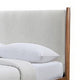 Carry King Size Bed w Beige Boucle Upholstered Headboard | Walnut Brown