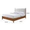 Carry King Size Bed w Beige Boucle Upholstered Headboard | Walnut Brown