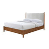 Carry King Size Bed w Beige Boucle Upholstered Headboard | Walnut Brown