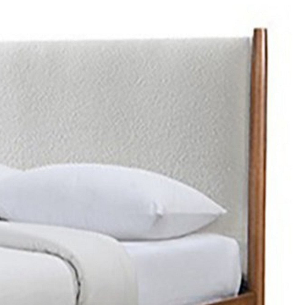 Carry Full Size Bed w Beige Boucle Upholstered Headboard | Walnut Brown BM342359