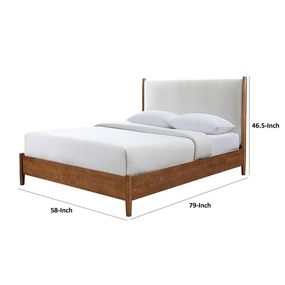 Carry Full Size Bed w Beige Boucle Upholstered Headboard | Walnut Brown BM342359