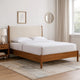 Carry Full Size Bed w Beige Boucle Upholstered Headboard | Walnut Brown