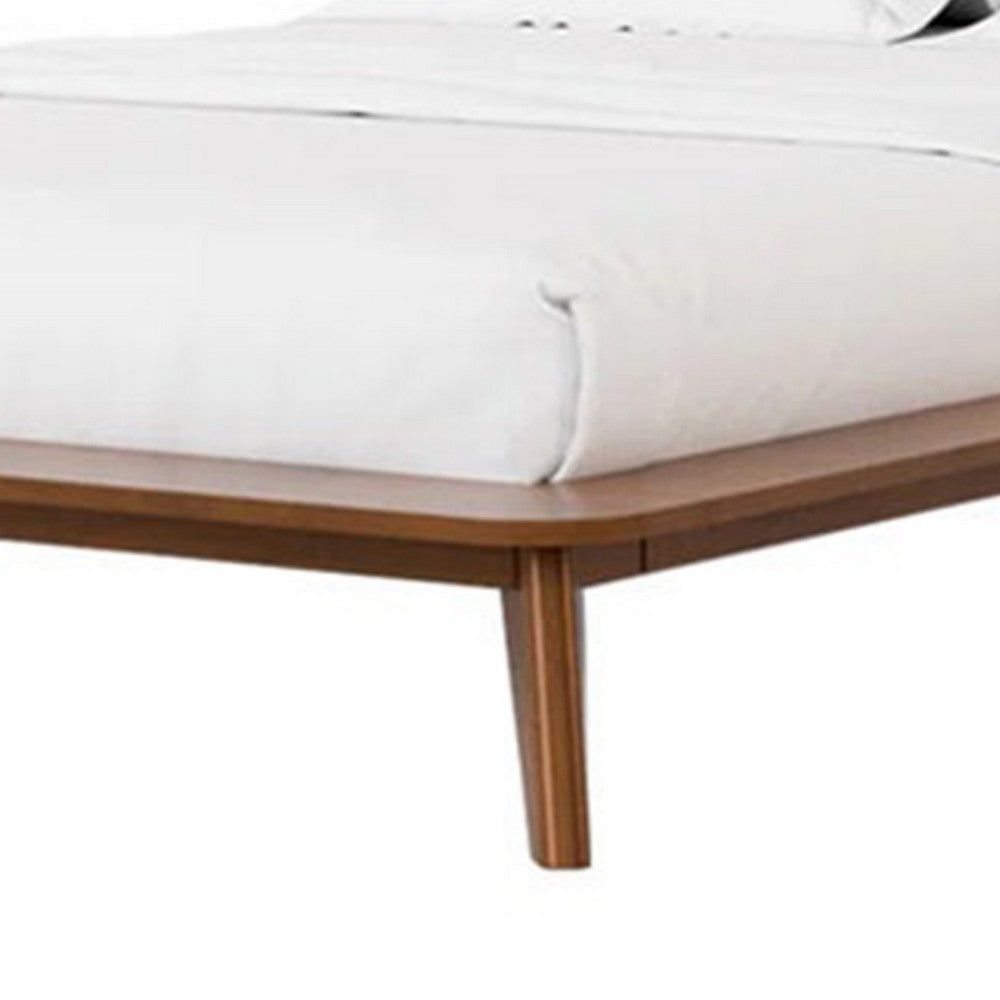 Stacy King Size Bed w Panel Headboard | Angled Legs | Walnut Brown Wood