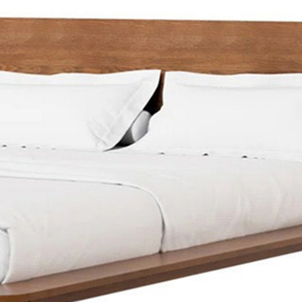 Stacy Full Size Bed w Panel Headboard | Angled Legs | Walnut Brown Wood