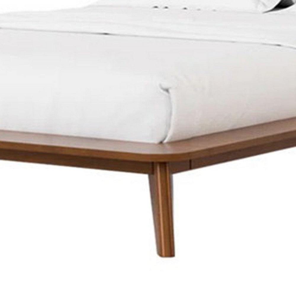 Stacy Full Size Bed w Panel Headboard | Angled Legs | Walnut Brown Wood BM342361