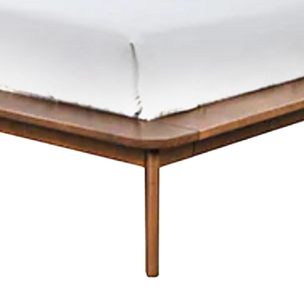 Linzy King Size Bed w Beige Boucle Winged Headboard | Walnut Brown BM342362