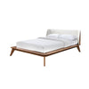 Linzy King Size Bed w Beige Boucle Winged Headboard | Walnut Brown