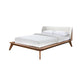 Linzy King Size Bed w Beige Boucle Winged Headboard | Walnut Brown