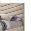 Vevy Full Size Bed | Chevron Tufted Beige Flannelette Upholstery BM342365