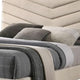 Vevy Queen Size Bed | Chevron Tufted Beige Flannelette Upholstery BM342366