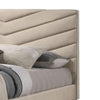 Vevy Queen Size Bed | Chevron Tufted Beige Flannelette Upholstery BM342366