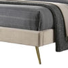 Vevy Queen Size Bed | Chevron Tufted Beige Flannelette Upholstery BM342366