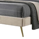 Vevy Queen Size Bed | Chevron Tufted Beige Flannelette Upholstery BM342366
