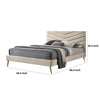 Vevy Queen Size Bed | Chevron Tufted Beige Flannelette Upholstery BM342366
