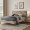 Vevy Queen Size Bed | Chevron Tufted Beige Flannelette Upholstery BM342366
