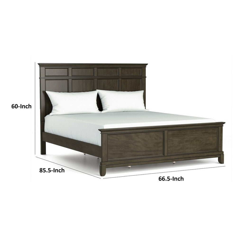Revy Queen Size Bed | Traditional Crown Moldings | Gray Solid Wood BM342368