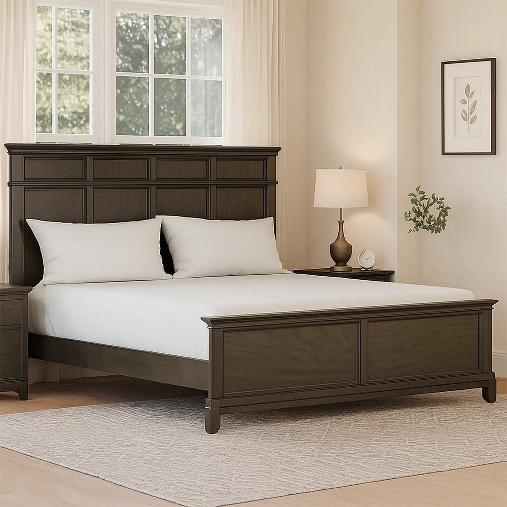 Revy Queen Size Bed | Traditional Crown Moldings | Gray Solid Wood BM342368