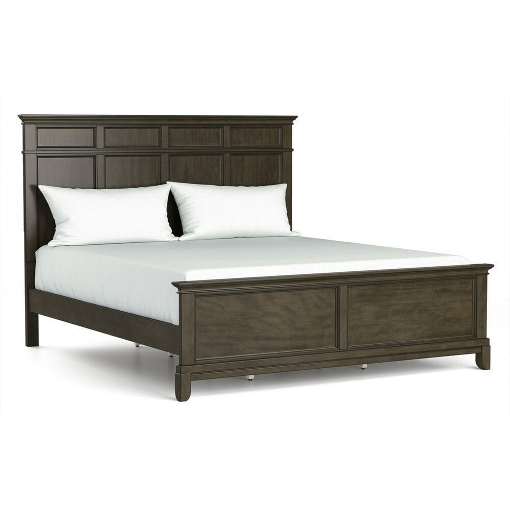 Revy Queen Size Bed | Traditional Crown Moldings | Gray Solid Wood BM342368
