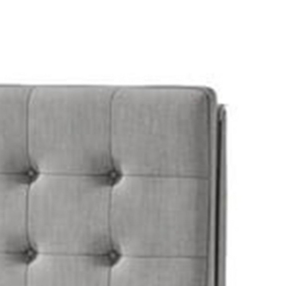 Levy King Size Bed | Button Tufted Headboard | Modern Gray Upholstery BM342369