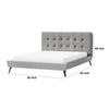 Levy King Size Bed | Button Tufted Headboard | Modern Gray Upholstery BM342369