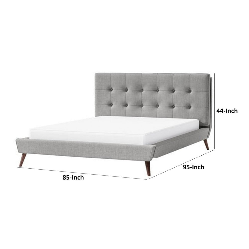 Levy King Size Bed | Button Tufted Headboard | Modern Gray Upholstery BM342369