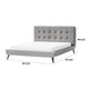 Levy King Size Bed | Button Tufted Headboard | Modern Gray Upholstery BM342369