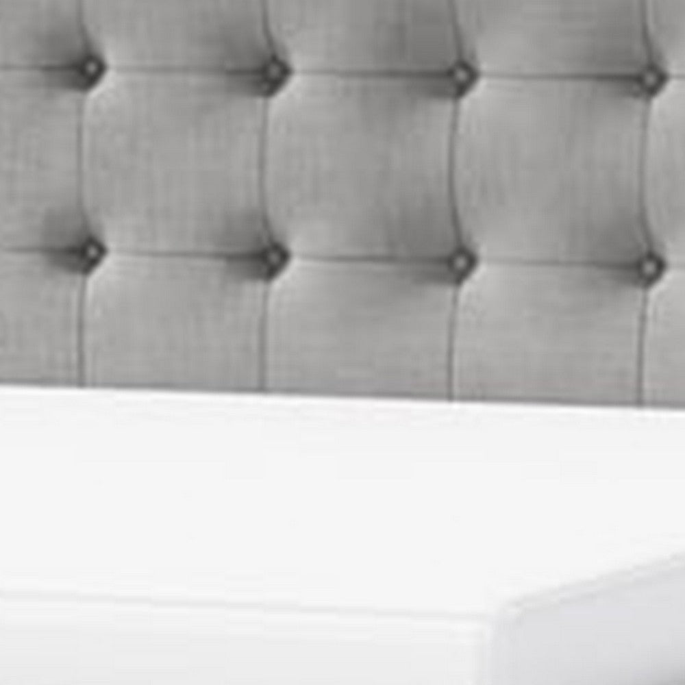 Levy Full Size Bed | Button Tufted Headboard | Modern Gray Upholstery BM342370