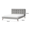 Levy Full Size Bed | Button Tufted Headboard | Modern Gray Upholstery BM342370