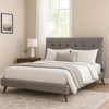 Levy Full Size Bed | Button Tufted Headboard | Modern Gray Upholstery BM342370